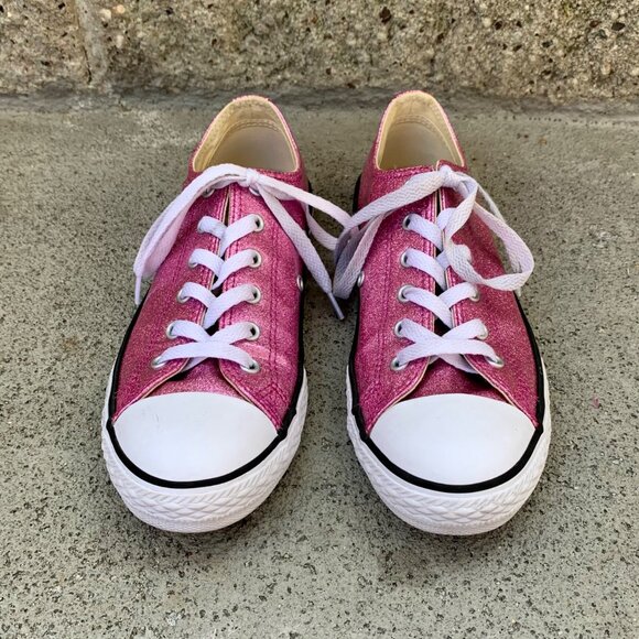 CONVERSE Pink Glitter Sneakers Girls 4.5 EU 37 Chuck Taylor All Star Shoe Shoe - Picture 2 of 9